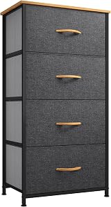 YITAHOME Chest of Drawers with 4 Drawers Dark Grey Fabric Wood Top view 8