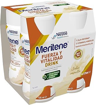 Meritene® FUERZA Y VITALIDAD - Suplementa tu nutrición y refuerza tu sistema inmune con vitaminas, minerales y proteínas - Bebida de Vanilla - Botella 4 x 125ml: Amazon.es: Salud y cuidado personal
