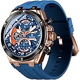 senstone Mens Watch with Rubber Strap Quartz Analog Multifunction Chronograph with Calendar Waterproof Silicone Band Rubber Strap Sport Watch for Men Casual