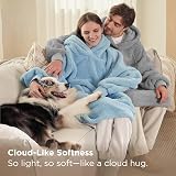 Bedsure Wearable Blanket Hoodie Women Fluffy Fleece Blue XL view 7