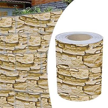 Alaskaprint Stein-Optikgrob PVC Sichtschutzstreifen Sichtschutz Gartenzaun Sichtschutzfolie Zaunfolie Zaunstreifen für doppel