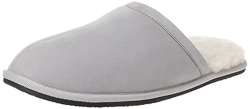 Amazon Essentials Cozy Slippers, House Shoes for Men, Grey Microsuede, Size 11