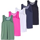 Real Essentials 5 Pack: Women's Racerback Athletic Tank Top Mesh Back Dry-Fit Sleeveless Shirt for Workout Running Gym (Plus)