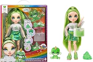 Rainbow High Jade, Green with Slime Kit & Pet, 11" Shimmer Posable Fashion Doll with DIY Sparkle Slime, Magical Yeti Pet. Fun Play Accessories, Great Toy Gift for Girls Kids Ages 4-12 Years