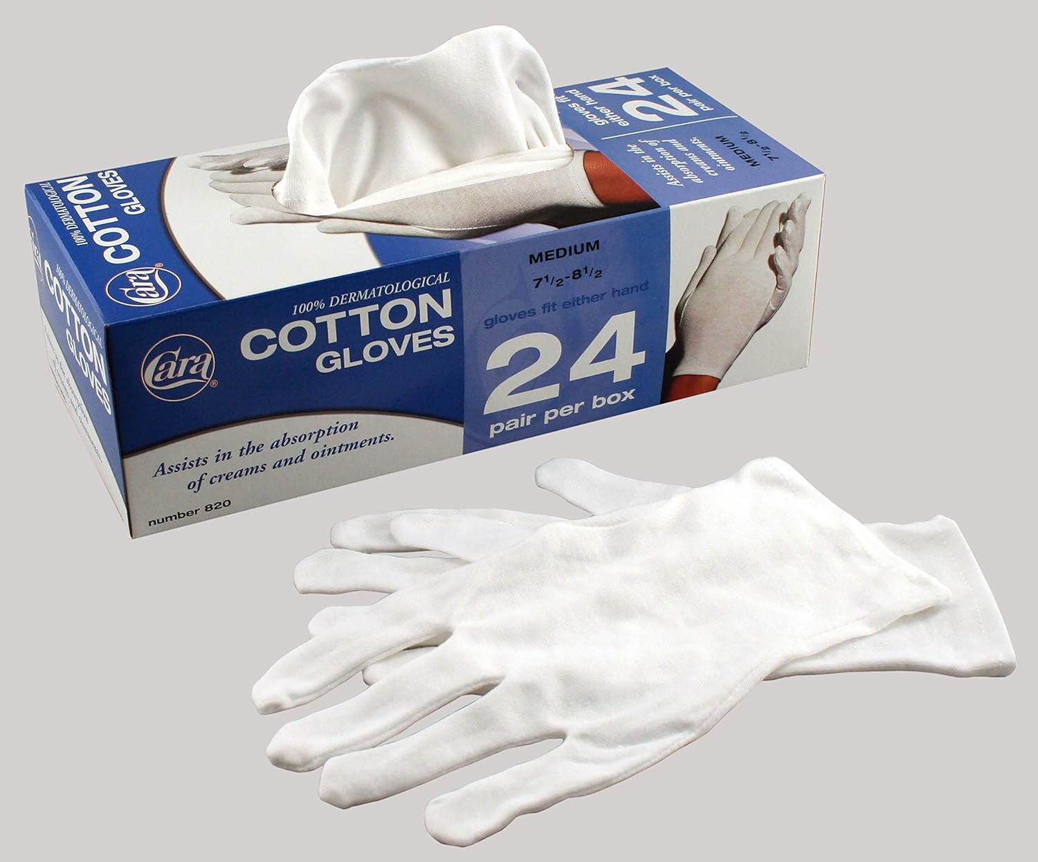 Cara Moisturizing Eczema Cotton Gloves, Medium, 24 Pair: Health & Personal Care