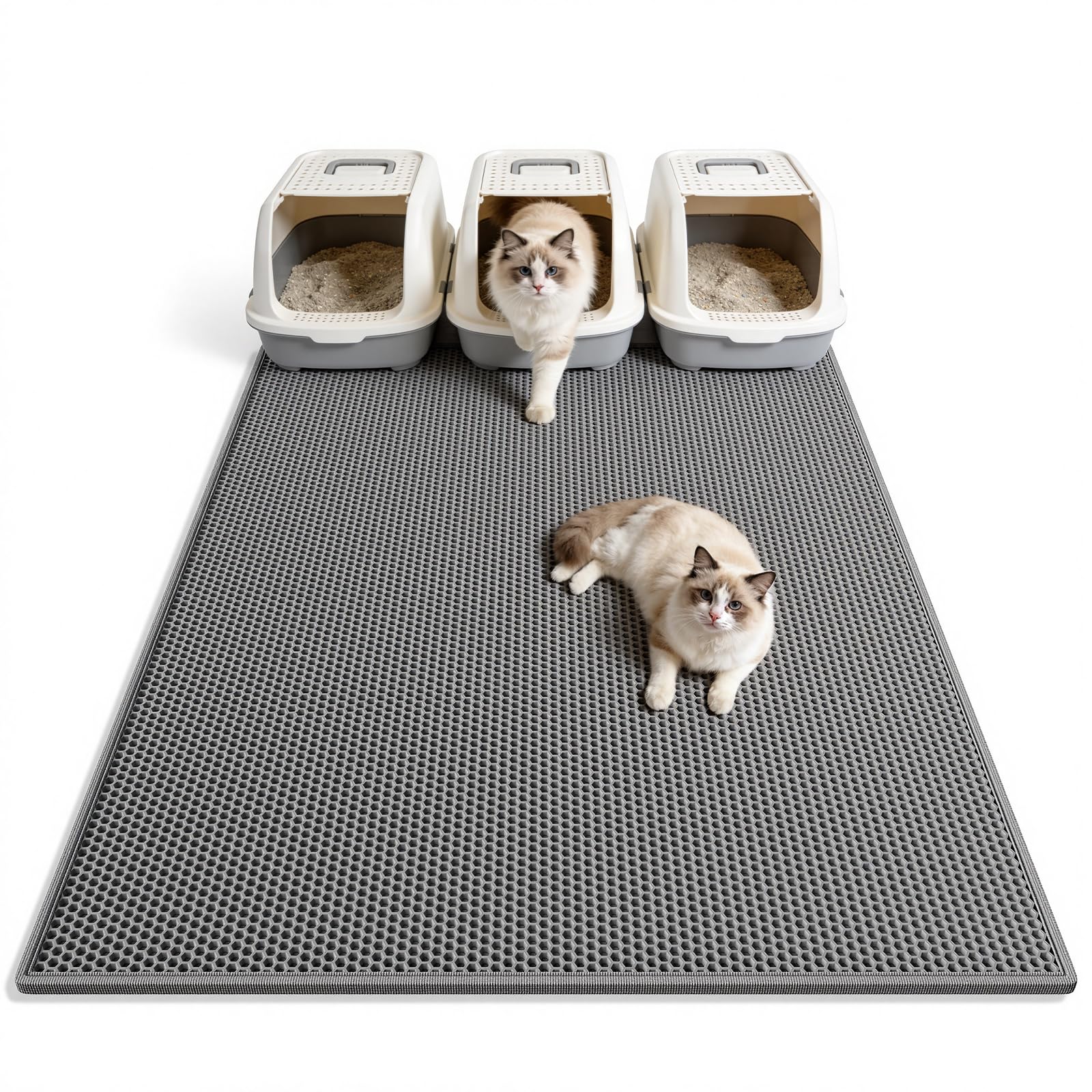 Photo 1 of Pieviev Cat ter Mat Double Layer Waterproof Urine Proof Trapping Mat 1 Pack (Gray, 47x36 Inch (Pack of 1))