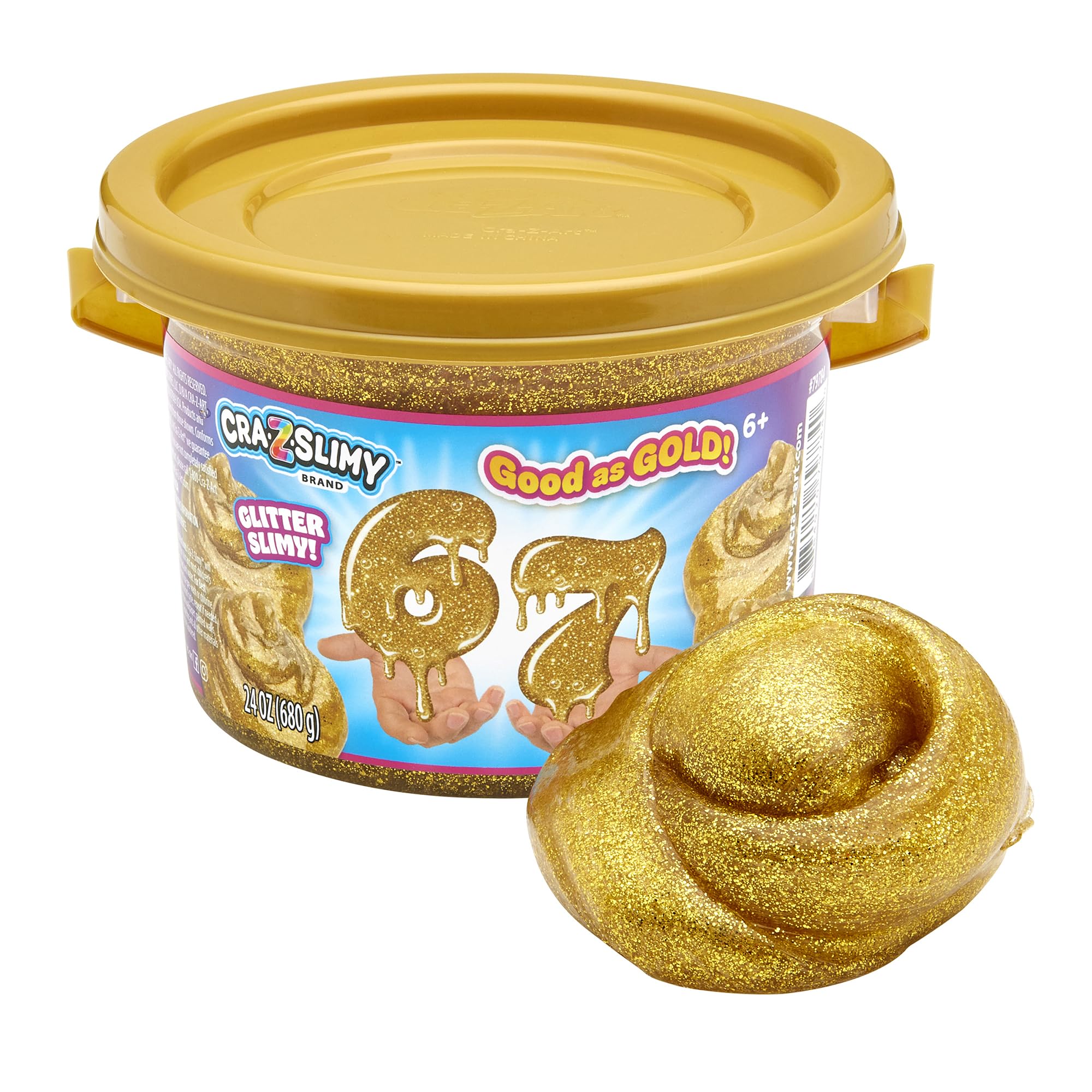 CRA-Z-Art 67 Slime Bucket, 24 oz Gold Glitter Premium Premade Slime, Gift for Kids
