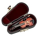 Violin Music Instrument Miniature Replica with Case, Size 3 in.