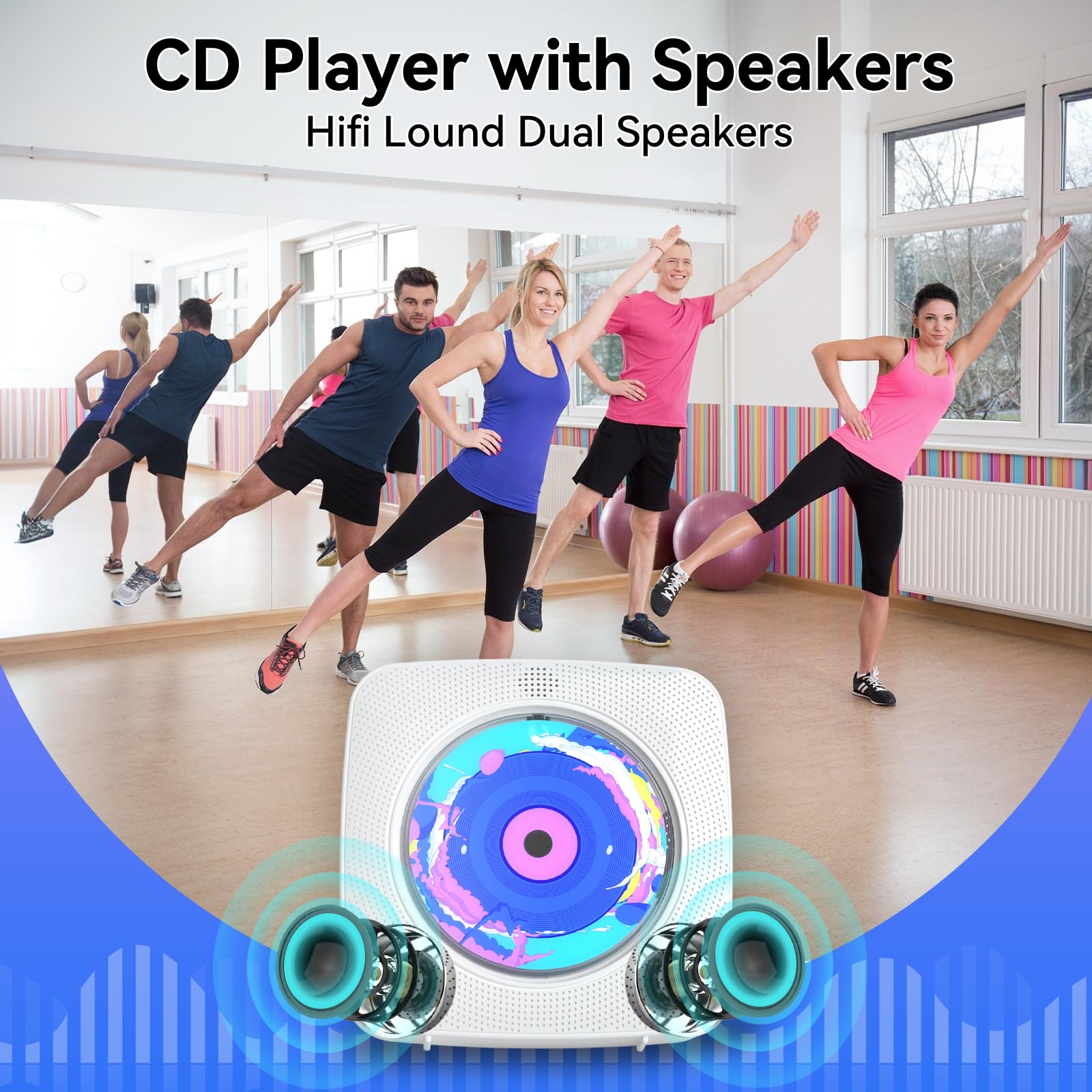 CD Player Portable Bluetooth Rechargeable: CD Players for Home with 1800mAh Kegaudio Desktop Wall CD Player with Speakers FM Radio USB Remote Control
