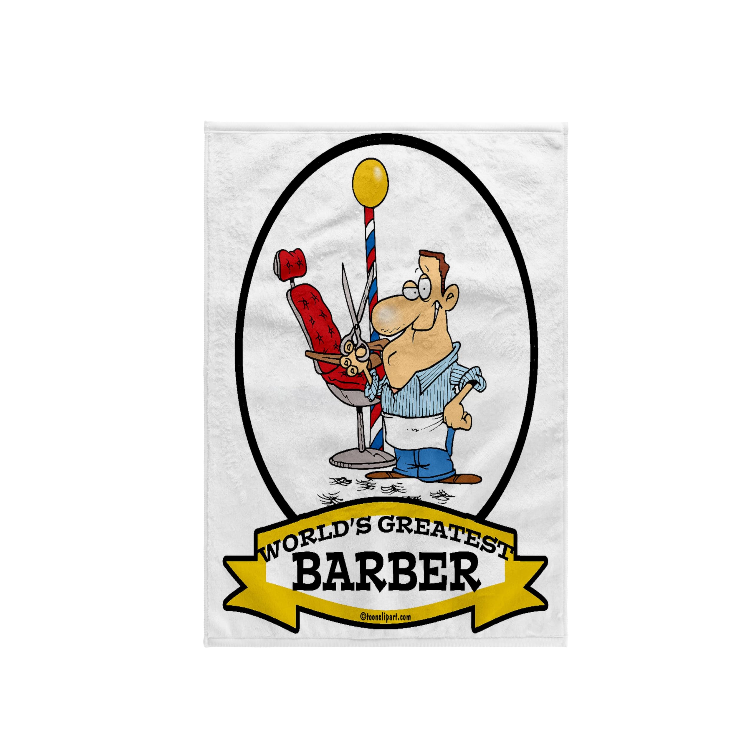 3dRose Funny Worlds Greatest Barber Occupation Job Cartoon Towel, White, 15 x 22-Inch