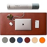 Nordik Leather Desk Mat Cable Organizer (Whiskey Brown 35 X 17 inch) Premium Extended Mouse Mat for Home Office Accessories -