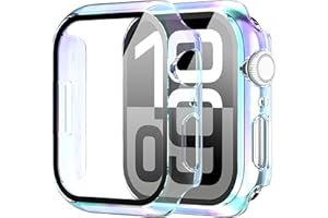 DIRUITE Suoman 2-Pack for Apple Watch Series 11/10 42mm Case,All-Around Tempered Glass Screen Protective Cover Bumper -Colorful