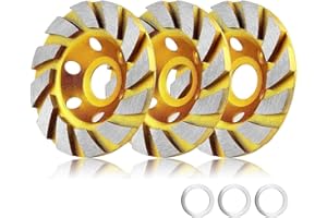 KINMINGZHU 3pc-4 Inch Concrete Stone Ceramic Turbo Diamond Grinding Cup Wheel,12 Segs Heavy Duty Angle Grinder Wheels for Angle Grinder (3pcs)