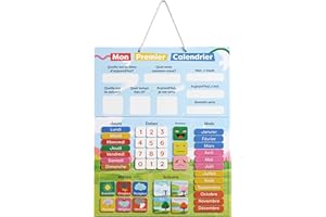 Chuckle - French Magnetic Calendar for Kids with Seasons, Dates, and Weather (40x32 cm) Classroom Wall Calendar, Fun Early Le