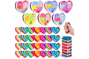 Fun Little Toys Valentine's Day Gifts for Kids with Love Note Cards Slime Kit - 32pcs Valentines School Party Favor, Classroom Exchange Gifts, Heart Shaped Multicolor Slime