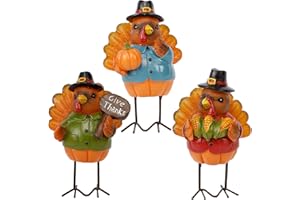 FORUP Thanksgiving Turkey Tabletop Centerpiece Decor, Set of 3 Resin Turkey Friends Decoration for Autumn Fall Thanksgiving Harvest Home Decorations