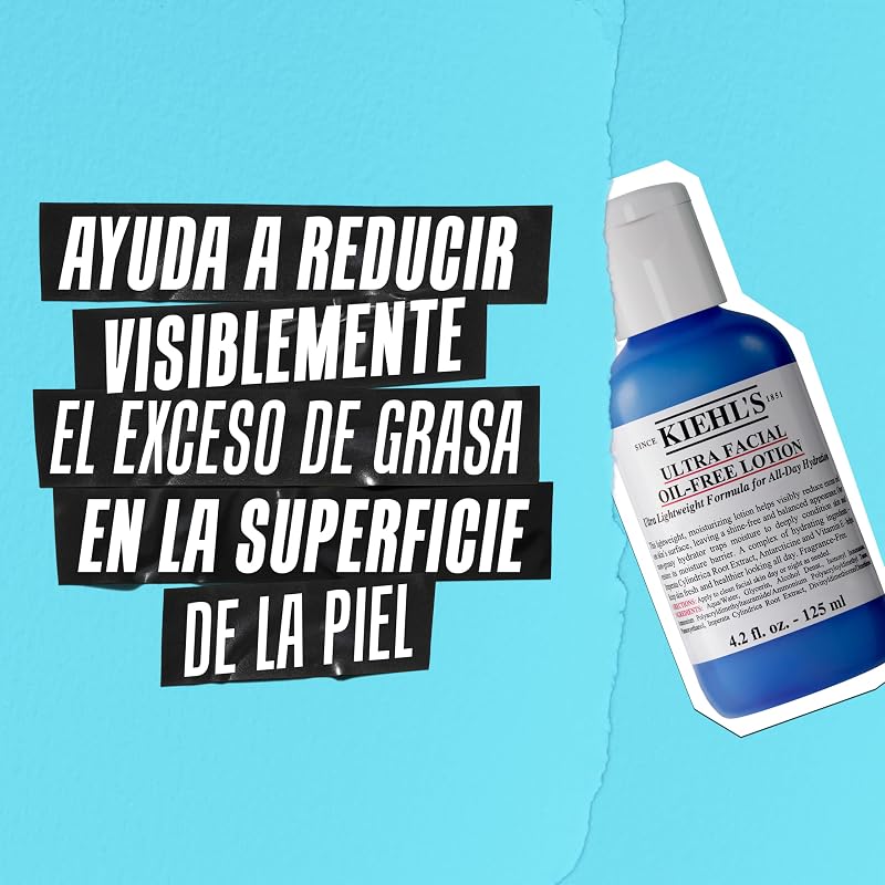 KIEHL'S Ultra Facial Oil-Free Gel Cream, gel hidratante refrescante que reduz o brilho, RECARGA de 150ML