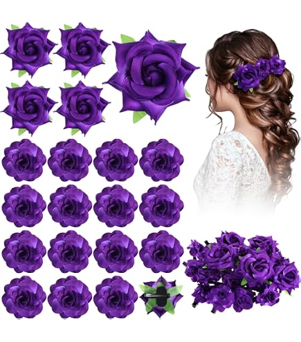 16 Pack Realistic Big Rose Flower Hair Clips Pins Barrettes Brooches Amazon.com: inSowni 16 Pack Realistic Big Rose Flower Hair  main image 3