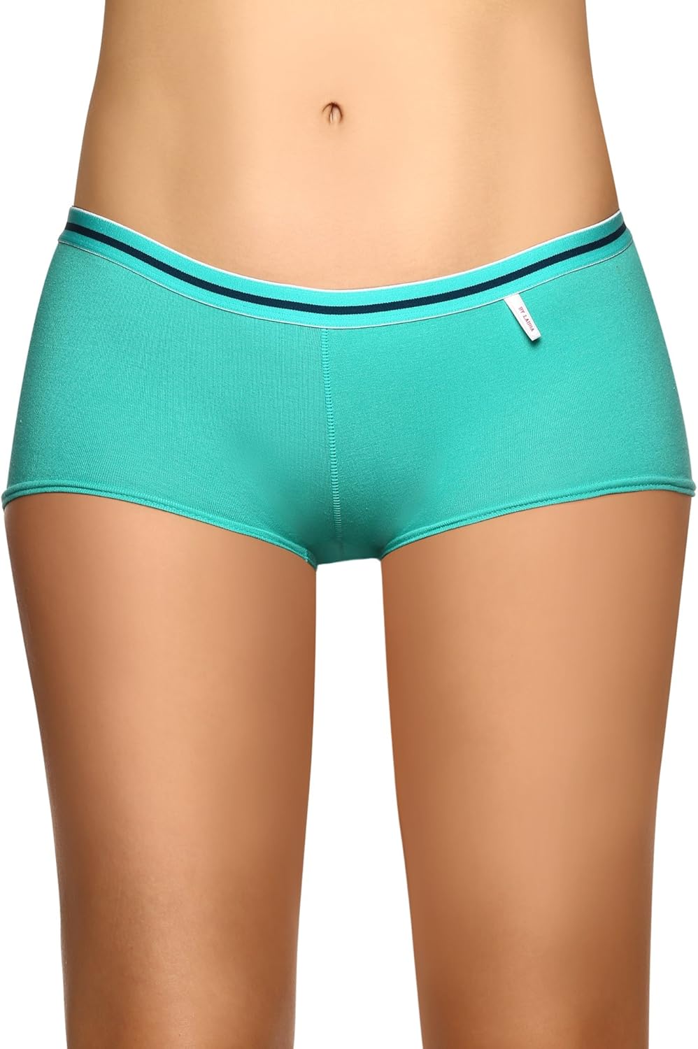 Laura Women's Boyshort Underwear Cotton Lycra Exposed Waistband at
