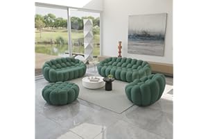 JACH Bubble Sofa Curved Couch Set, Comfy Upholstered Sofa, Mesh Fabric 3D Honeycomb Shape Modern Couches for Living Room, Apartment (Green, 1 Seater, 2 Seater, 3 Seater, Ottoman)