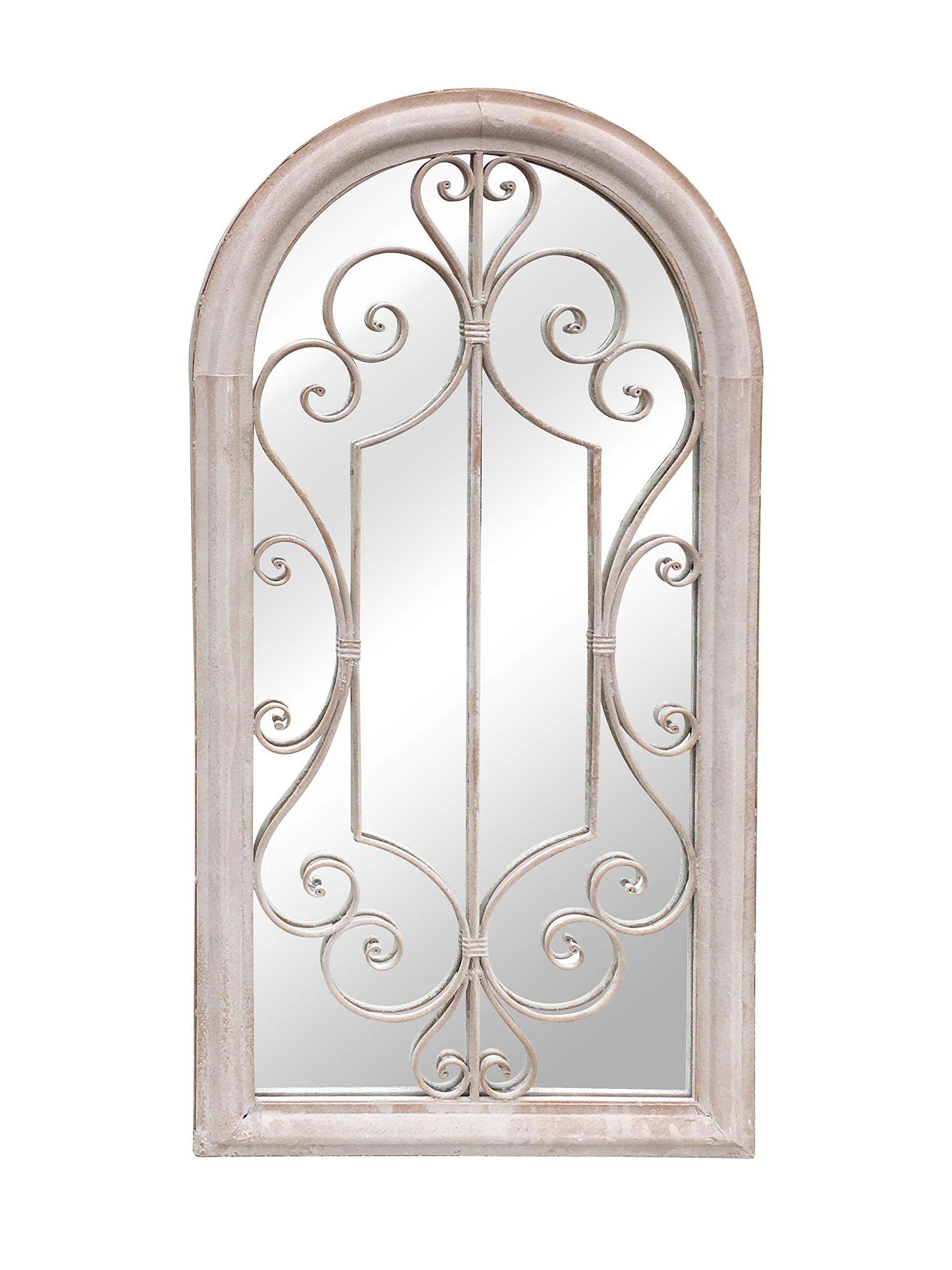 Aspect Shabby Chic Scrolled Arch Sandy Finish Indoor/Outdoor Garden Mirror (Sandy, 49(W) x 96.5(H) x 4(D) cm)