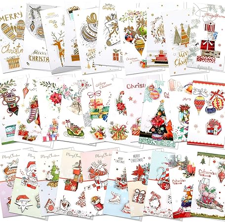 Immagini Di Natale Biglietti.Howaf 32 Pezzi Biglietti D Auguri Di Natale Con Buste Biglietti Di Natalizi 32 Natale Motivi Per Vacanze Invernali E Natale Famiglia Amici Bambini Adulti Regali Festa Natale 4 8 X 8 5 Pollici Amazon It