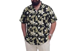 BRISIRA Big and Tall Hawaiian Shirts for Men 100% Cotton Button Down Short Sleeve Breathable Summer Beach Shirt for Vacation