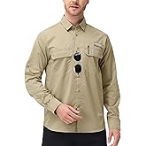 Satankud Mens Long Sleeve Fishing Shirts Sun Protection Quick Dry Cooling Hiking Shirt for Travel Safari Camping Work