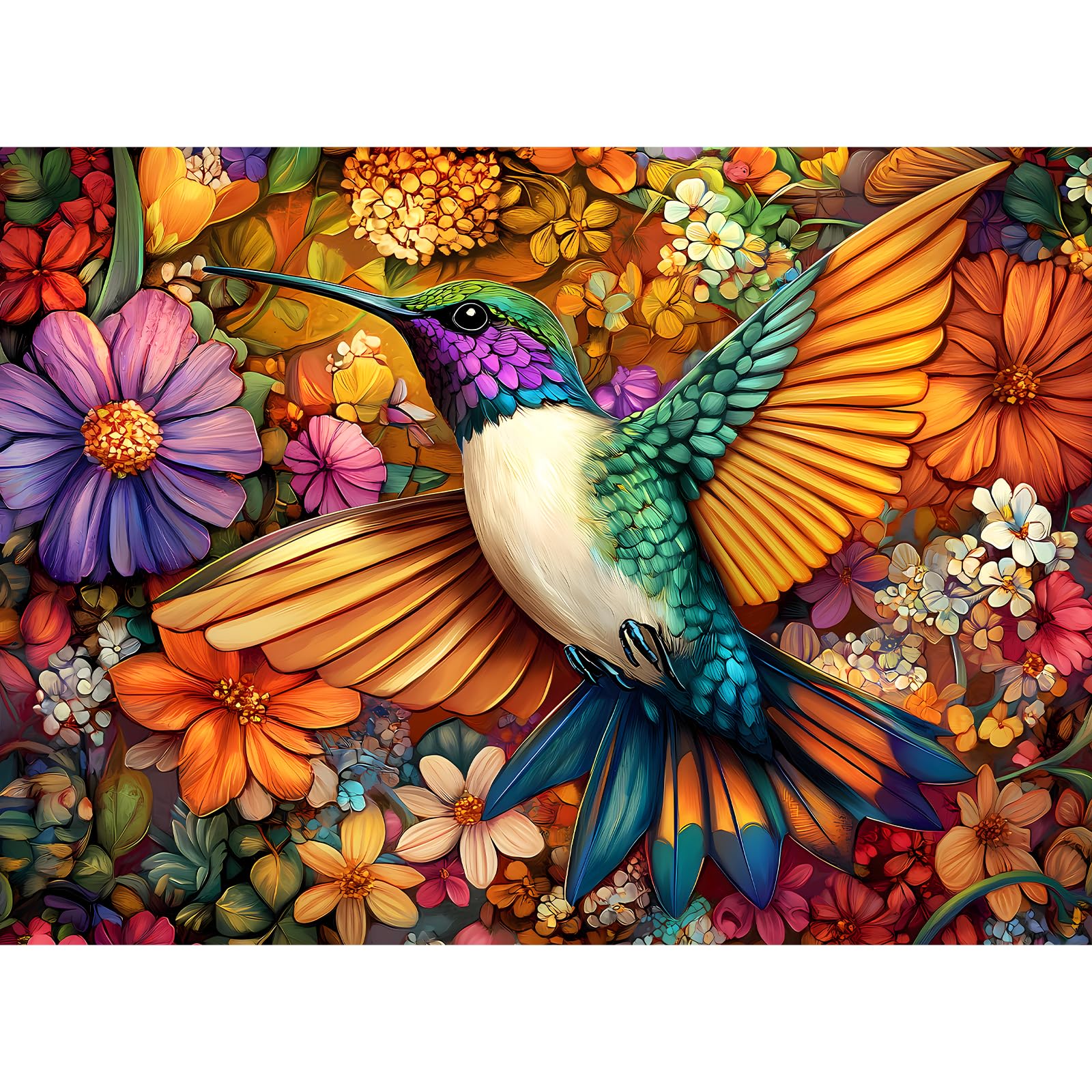 Photo 1 of ***MISSING PIECES*** Adult Puzzles 300 Pieces, Hummingbird Floral Jigsaw Puzzles for Kids Adults Seniors 300 Pieces, Glossy Sturdy Vibrant Puzzle 300 Piece, Challenging Puzzle Great Gift for Family Friends