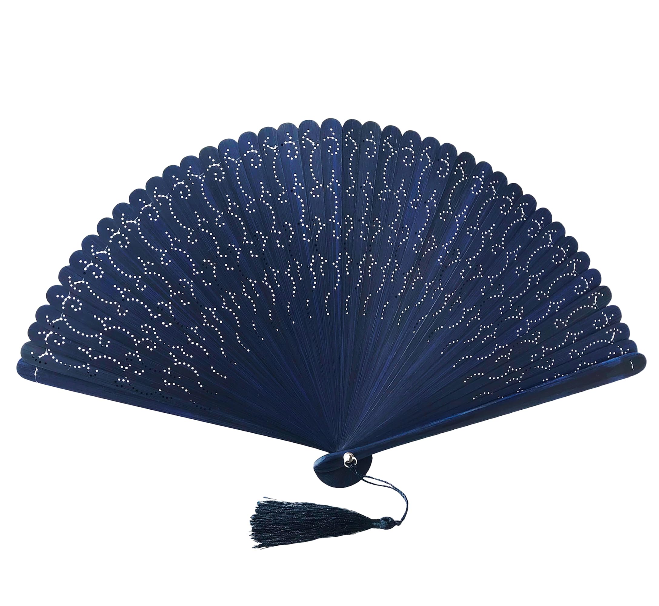 FANSOF.FANS Bamboo Wooden Folding Hand Fan with Pouch – Carved Handheld Folding Fan for Women & Girls, Vintage Style Cooling Hand Fans for Wedding Guests, Bridal Shower & Hen Party Favours