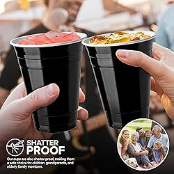 Stock Your Home Black Plastic Cups Disposable, 16oz