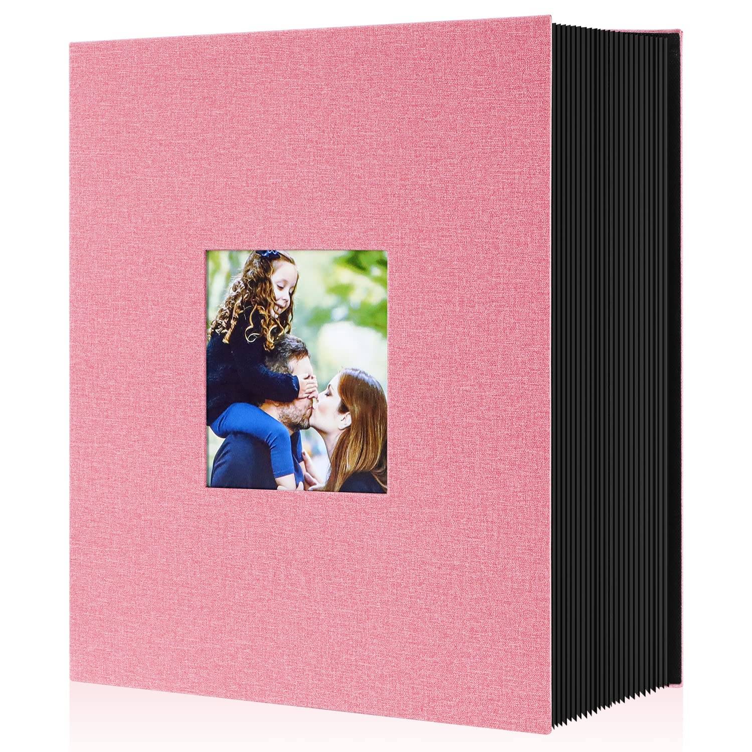 Lanpn Large Giant Linen Fabric Photo Album 10 x 15 cm 1000 Pockets for Horizontal Vertical Photos (Pink)