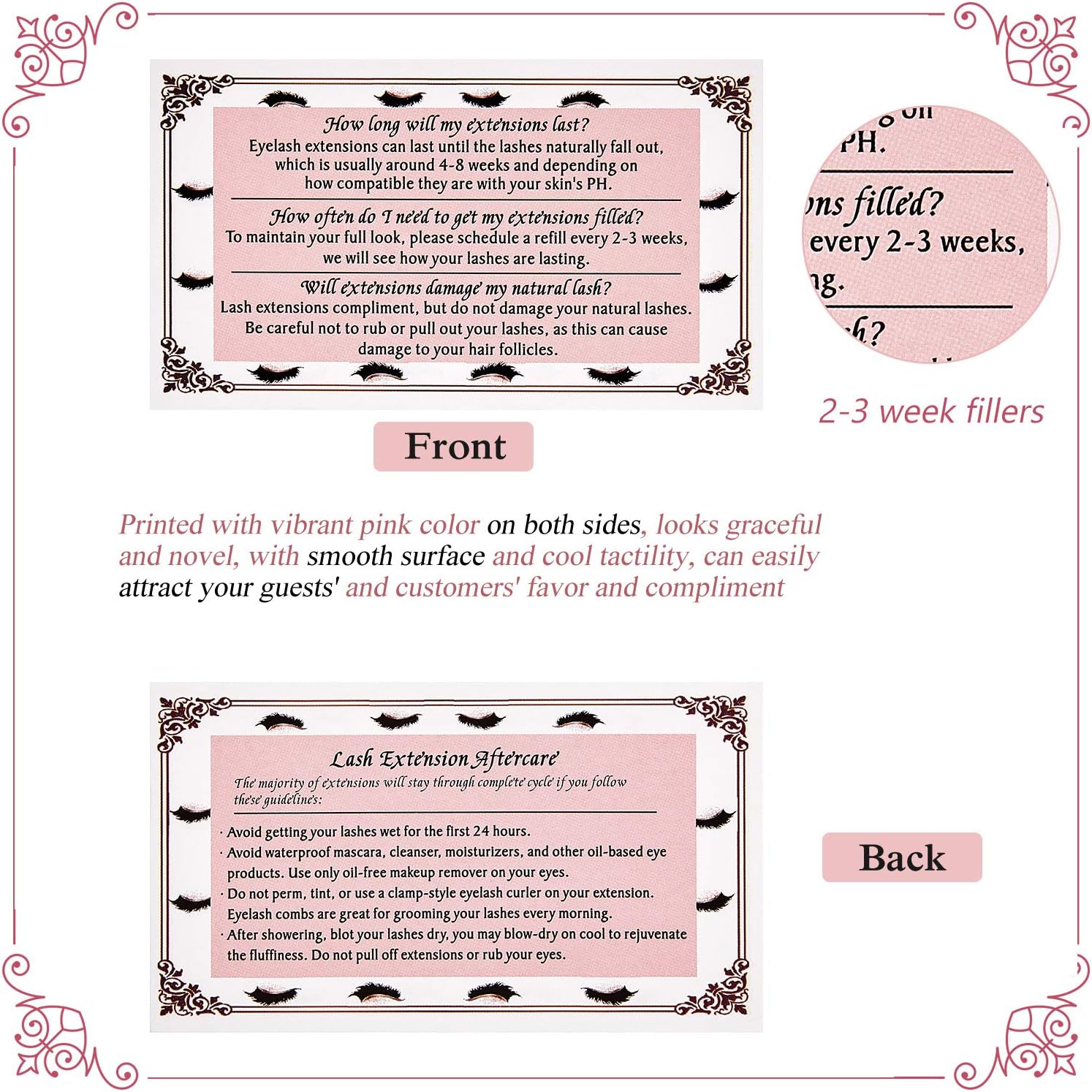 400 Pieces Lash Extension Aftercare Cards Lash Care Instruction Business Card Eyelash Care Instruction Cards 2 3 Week Fillers For Eyelash Extensions Business Beauty Salons Or Spas Paper Office Supplies Signtech Com Vn