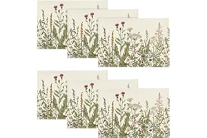 Artoid Mode Antique Herbs and Wild Flowers Spring Placemats Set of 6, 12x18 Inch Seasonal Summer Table Mats for Party Kitchen Dining Decoration