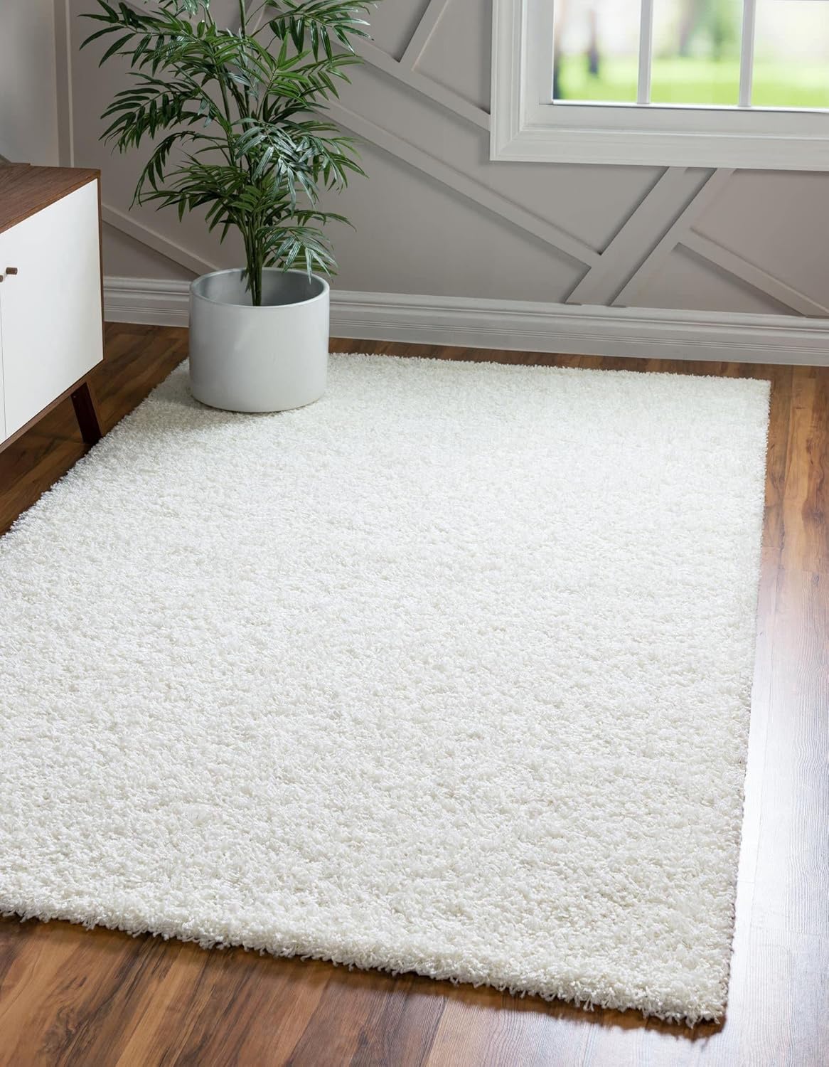 Rugs, Pads & Protectors - Unique Loom Solid Shag Collection Area Rug (8' x 10' Rectangle, Snow White)