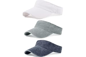 QLAUCA 3 Pack Sun Visors for Women Men Cooling Lightweight Sports Sun Hats Adjustable Twill Cotton Run Visor
