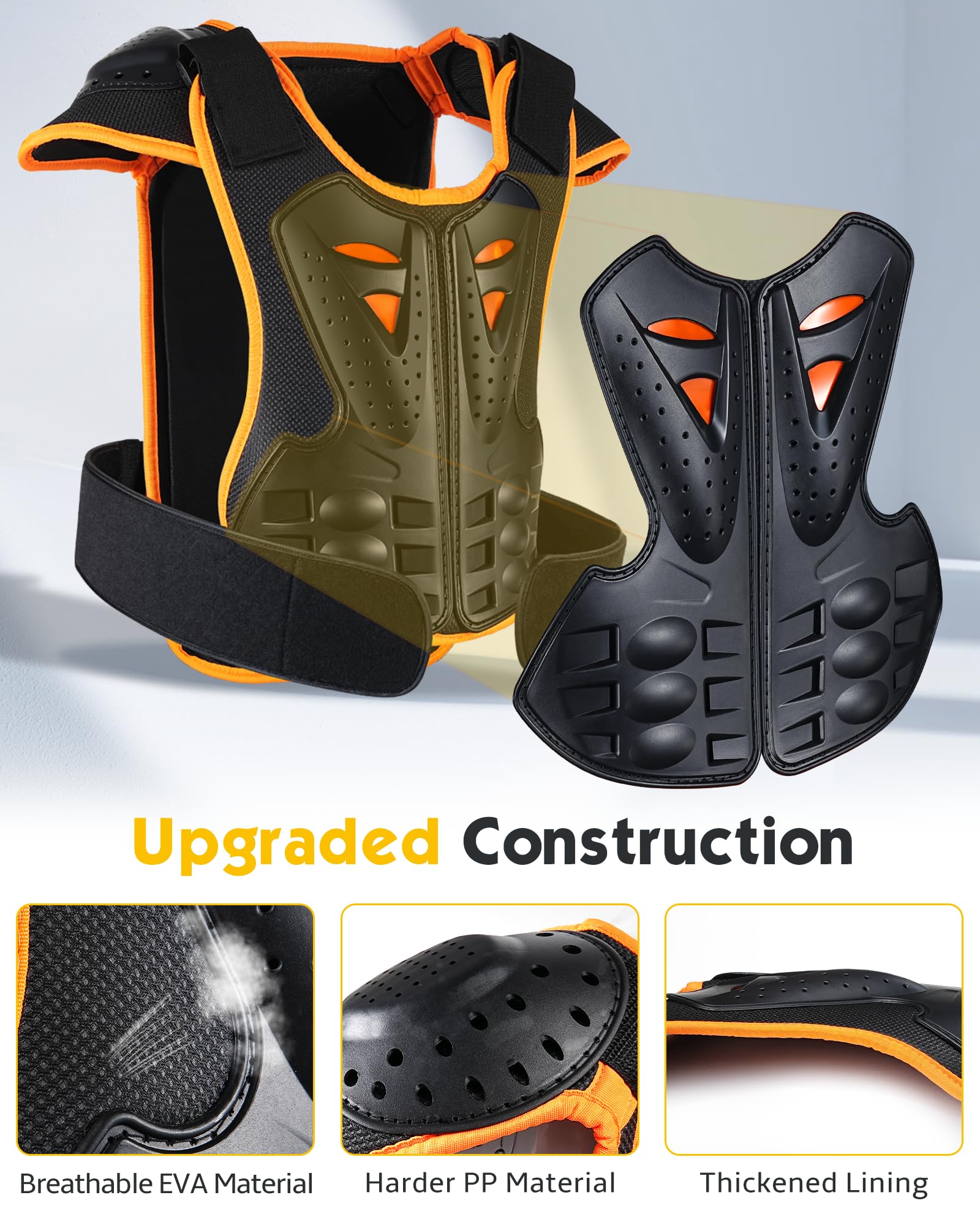 Youth Dirt Bike Gear, JUSTDOLIFE 5 PCS Motorcycle Armbor Protection Jacket, Kids Motorcycle Armor with Knee Pads Elbow Pads Chest Protector Racing for Outdoor Sports