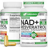 NAD+ Supplement, 1,360mg Max Strength Liposomal | Resveratrol, Quercetin, Green Tea | Cellular Energy & Healthy Aging for Men & Women | 800mg of 100% High Purity NAD+ for Energy, Focus - 90 Capsules
