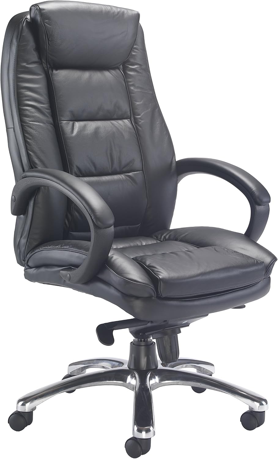 Office Hippo Executive Leather Faced Chair, Black, Black Leather, 73x73x118 cm