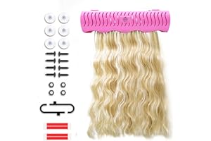Carter Girls & CO. Hair Extension Holder 4 Mounting Options & Tools | Fully Equipped Hair Extension Hanger with Holds Clip-ins, Tape-Ins, Wefts for Washing, Styling, Storage & Travel (Pink)