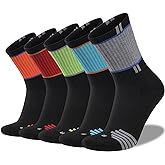 COOPLUS Mens 5 Pairs Hiking Crew Socks Athletic Cushioned breathable Trekking Socks Multi Performance
