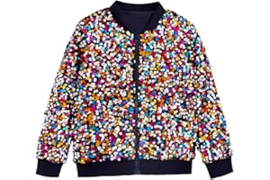 YIYI Sequin Jackets for Girls Kids Boys Glitter Sparkle Bomber Varsity Birthday Party Shiny Outwear Clothes
