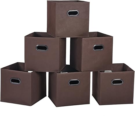 Amazon どこでも収納ボックス 6個入 カラーボックス対応 インナーボックス 幅30 奥行30 高さ30cm ブラウン 収納ケース ボックス オンライン通販
