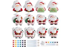 Foilswirl 24 Set Santa Ceramic to Paint Christmas DIY Painting Kit Paint Your Own Santa Crafts Unpainted Christmas Figurine Plaster Decor with Brushes Bags for Party Favor Gifts