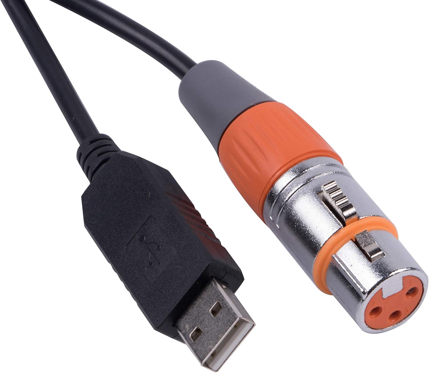 usangreen USB to DMX Control Cable RS485 Serial Converter Adapter FTDI XLR 3Pin Stage Lighting Device Cable (16ft, USB Black shell)