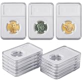 Qtcial 10-Pack Coin Slab Display Holders for 33mm Coins | Clear acrylic cases center each coin with four-point support for organized storage, collector displays, and easy viewing