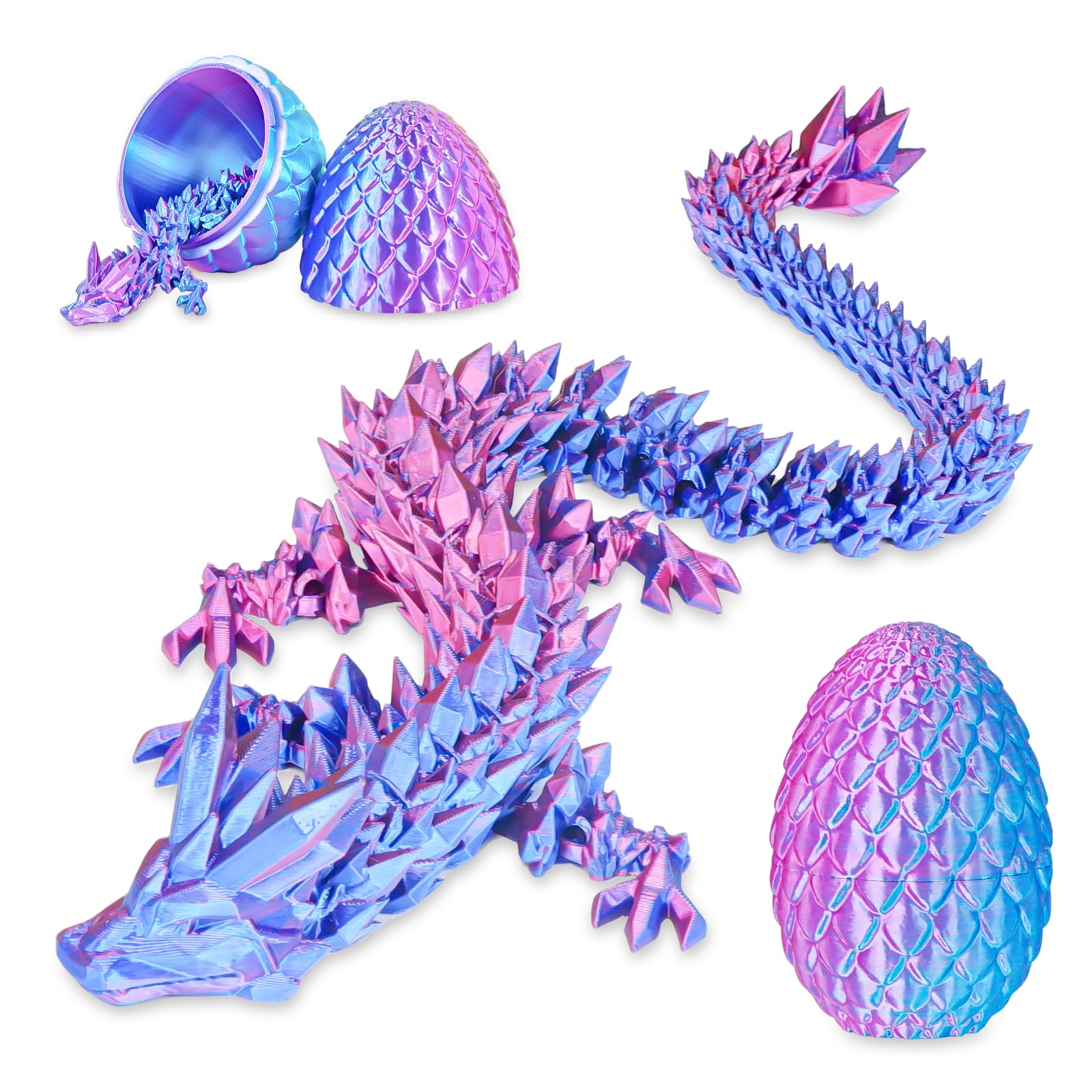 Surprise Dragon Egg with Dragon Inside – Gifts for Kids and Adults, 3D Printed Fidget Toy, Ideal for Christmas, Easter, Birthdays, Fun Desk Décor and Stress Relief(Purple, Medium)