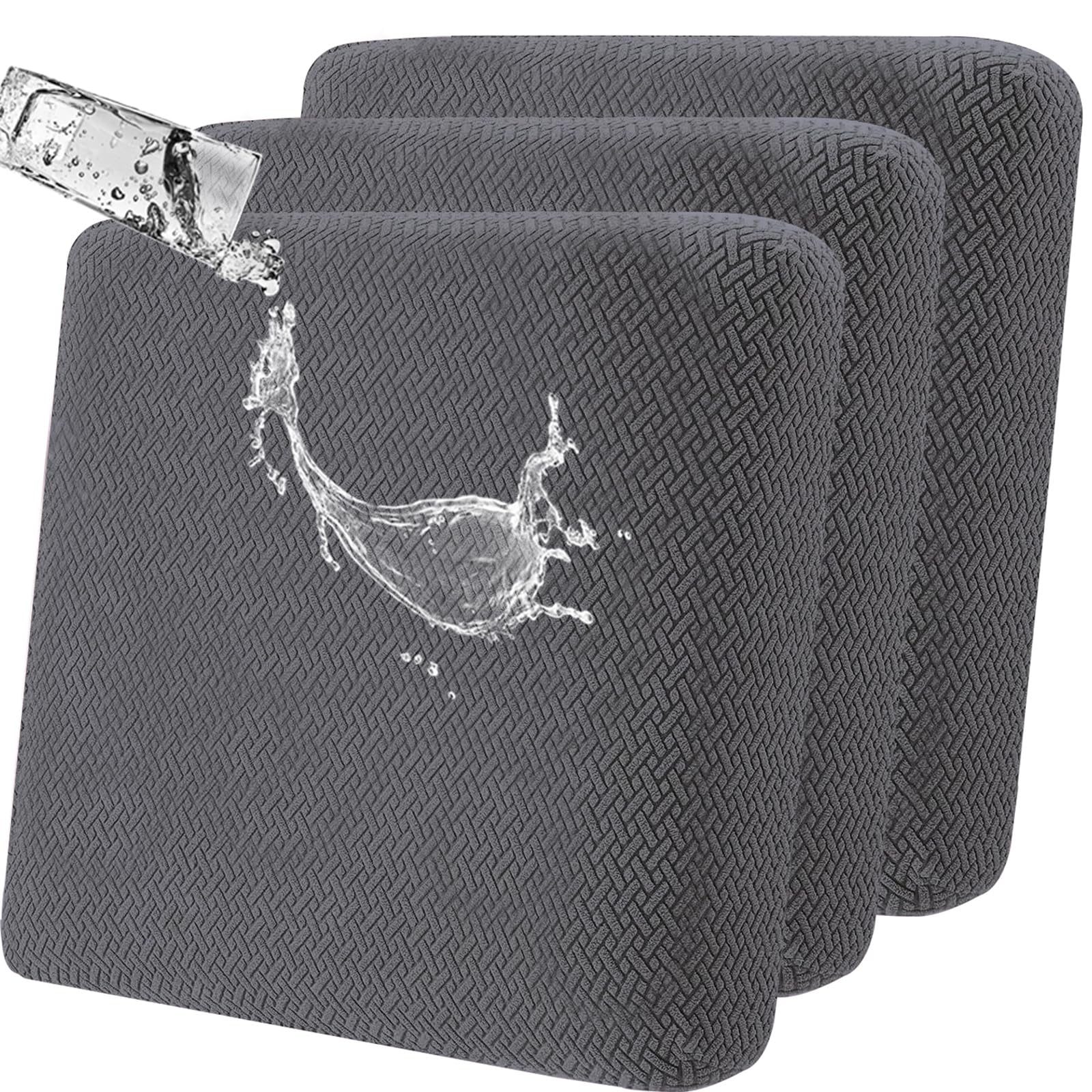 SHANNA Sofa Seat Cushion Slipcovers: 3Pcs Modern Sofa Cushion Cover Waterproof Furniture Cushion Cover Jacquard Patio Furniture Chair Cushion Slip Covers Replacement (Dark Gray)