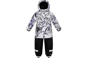 Yueta Kids Snowsuit One Piece, Waterproof Snow Suit for Boys Girls, Ski Jackets Jumpsuits Overalls for Skiing Snowboarding