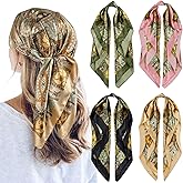 QBSM 4 Pcs 35'' Satin Head Scarf Silk Feeling Neck Scarves Hair Wrap for Sleeping Large Square Headscarf for Women